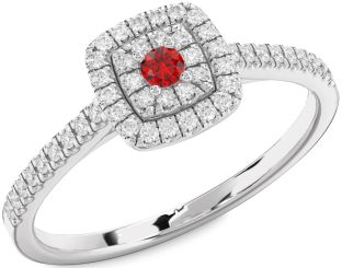 Diamond Ruby White Gold Round Promise Ring