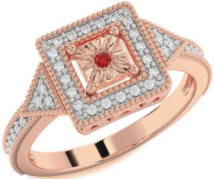 Diamond Ruby Rose Gold Round Promise Ring