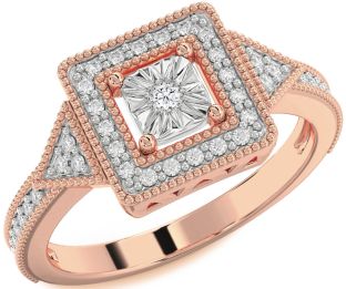 Diamond White Rose Gold Round Promise Ring