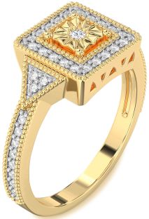 Diamond Gold Halo Round Promise Ring