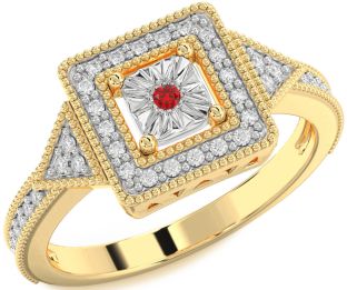 Diamond Ruby Platinum & Yellow Gold Round Promise Ring