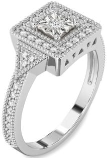 Diamond White Gold Halo Round Promise Ring