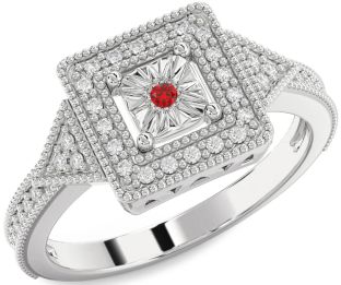 Diamond Ruby White Gold Round Promise Ring