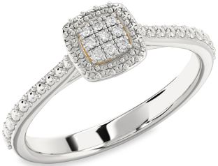 Diamond Silver & 10K gold Round Promise Ring