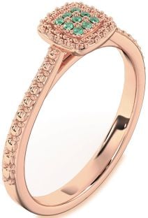 Emerald Rose Gold Round Promise Ring