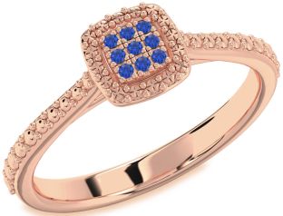 Blue Sapphire Rose Gold Silver Round Promise Ring