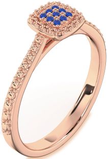 Blue Sapphire Rose Gold Round Promise Ring