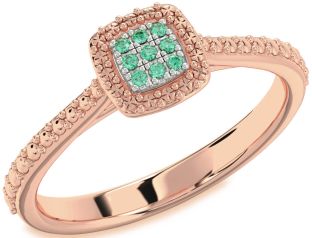 Emerald White Rose Gold Round Promise Ring