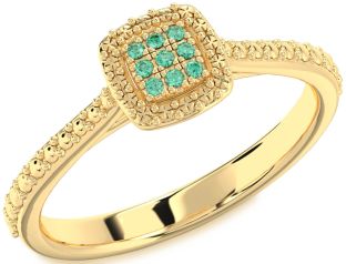 Emerald Gold Round Promise Ring