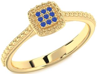 Blue Sapphire Gold Silver Round Promise Ring