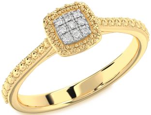 Diamond White Yellow Gold Round Promise Ring