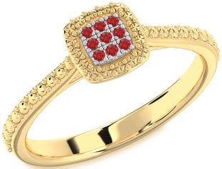 Ruby Gold Silver Round Promise Ring