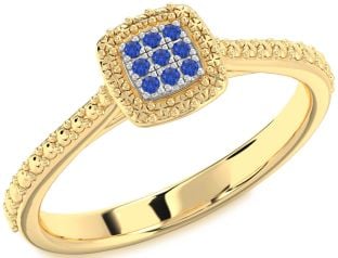 Blue Sapphire Gold Silver Round Promise Ring