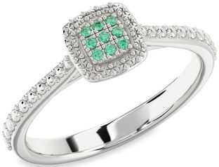 Emerald Platinum Round Promise Ring