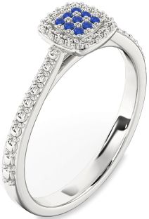 Blue Sapphire Platinum Round Promise Ring