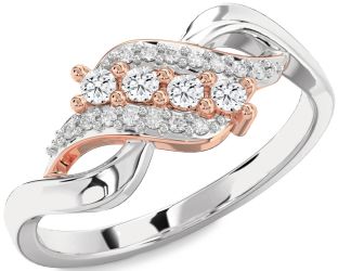 Diamond White Rose Gold Round Ring