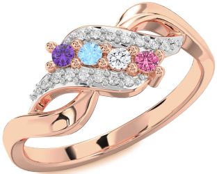 Diamond Rose Gold Round Four Stone Mother's Ring