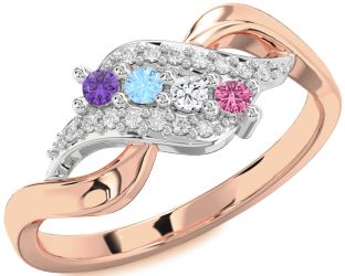 Diamond Platinum & Rose Gold Round Four Stone Mother's Ring