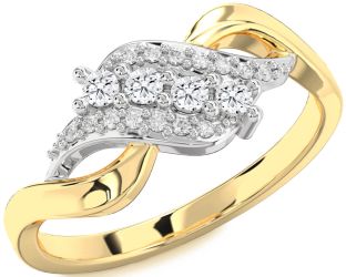 Diamond White Yellow Gold Round Ring