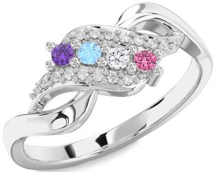 Diamond Platinum Round Four Stone Mother's Ring