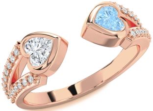 Diamond Rose Gold Two Heart Promise Ring