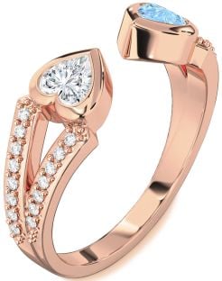 Diamond Rose Gold Two Heart Promise Ring