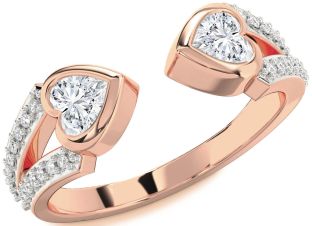 Diamond Rose Gold Two Heart Ring