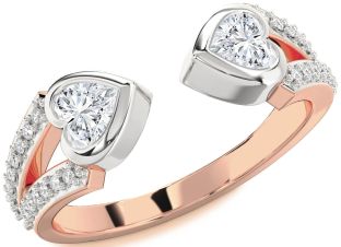 Diamond White Rose Gold Two Heart Ring