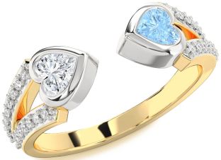Diamond Platinum & Yellow Gold Two Heart Promise Ring