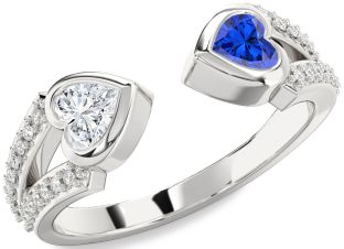 Diamond Silver Two Heart Promise Ring