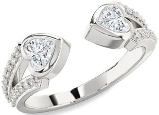 Diamond Platinum Two Heart Ring