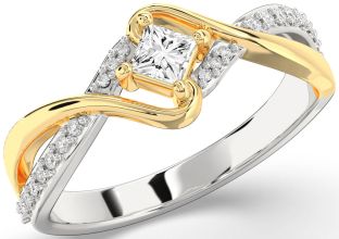 Diamond Silver & 10K gold Princess Promise Ring