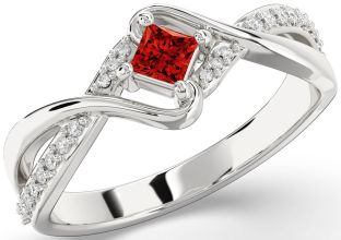 Diamond Ruby White Gold Princess Promise Ring