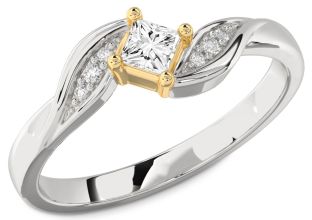 Diamond Silver & 10K gold Princess Promise Ring