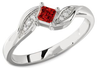 Diamond Ruby White Gold Princess Promise Ring