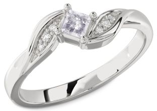 Salt & Pepper Diamond Silver Princess Promise Ring