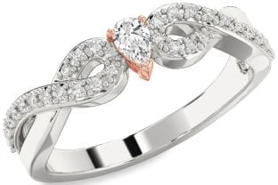Diamond Silver & 10K Rose Gold Infinity Promise Ring