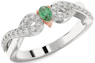 Diamond Emerald White Rose Gold Infinity Promise Ring