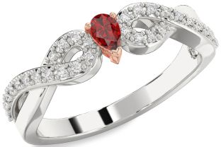 Diamond Ruby White Rose Gold Infinity Promise Ring
