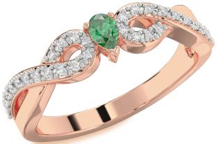 Diamond Emerald Rose Gold Infinity Promise Ring