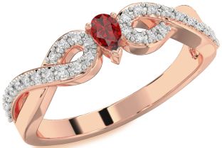 Diamond Ruby Rose Gold Infinity Promise Ring