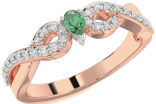 Diamond Emerald White Rose Gold Infinity Promise Ring