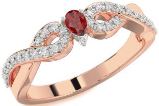 Diamond Ruby White Rose Gold Infinity Promise Ring