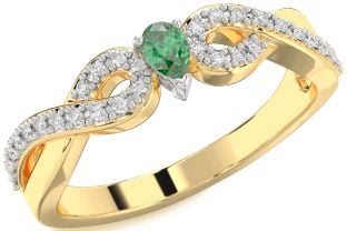 Diamond Emerald White Yellow Gold Infinity Promise Ring