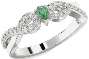 Diamond Emerald Platinum Infinity Promise Ring