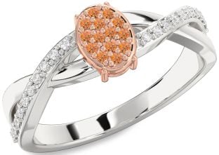 Diamond Amethyst Platinum & Rose Gold Knot Round Promise Ring