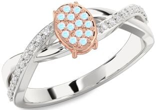 Diamond Amethyst Platinum & Rose Gold Knot Round Promise Ring