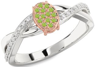 Diamond Amethyst Platinum & Rose Gold Knot Round Promise Ring