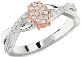 Diamond Amethyst Platinum & Rose Gold Knot Round Promise Ring
