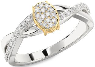 Diamond Silver & 10K gold Knot Round Promise Ring